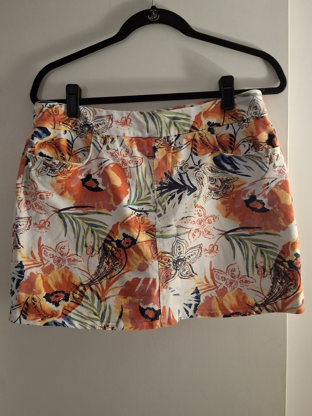 Soft Surroundings Women's Orange, Yellow & Green Floral Skort